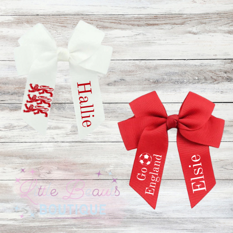 NEW - England Football Personalised Hair Bow - 2 for £6