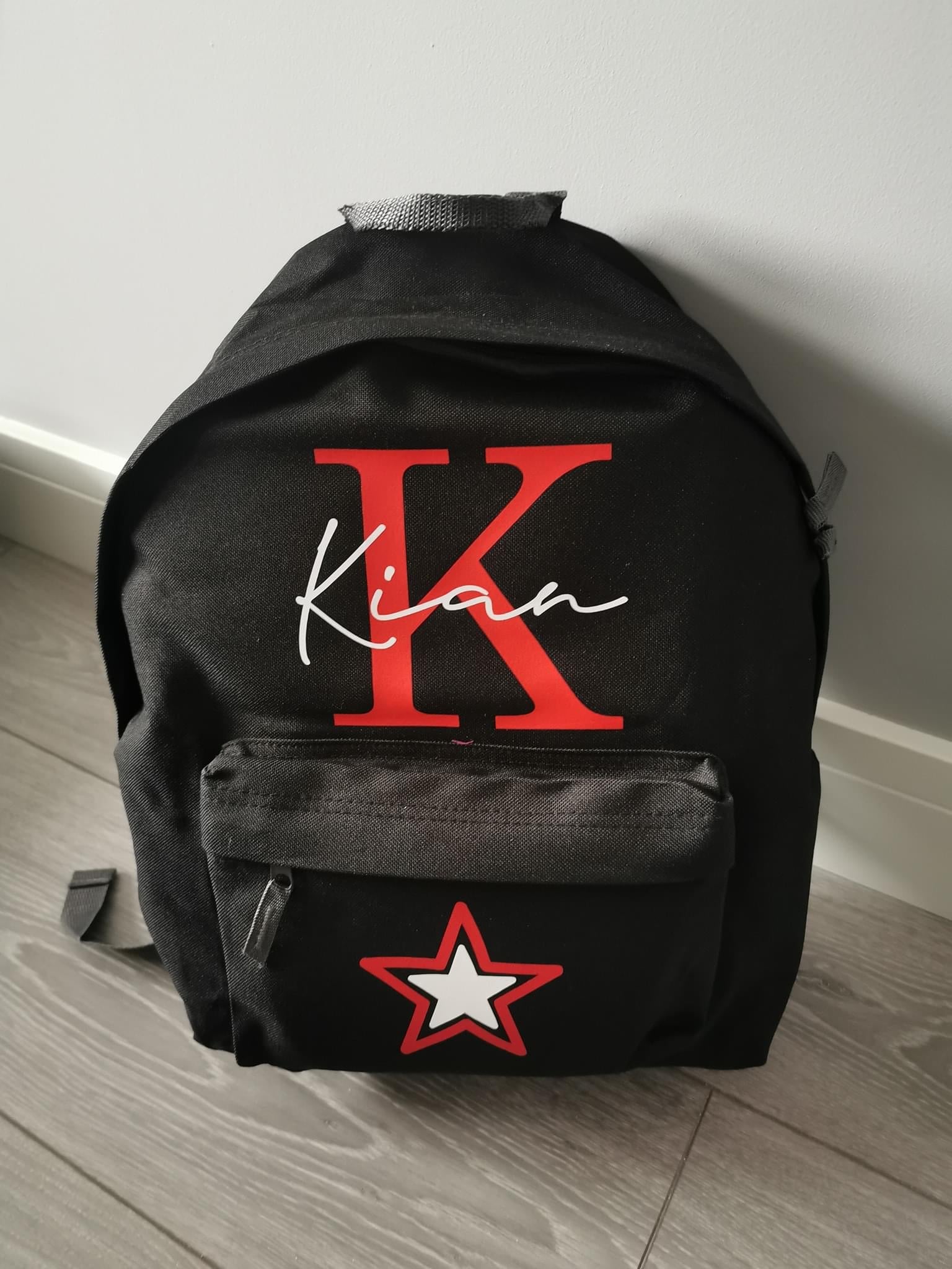 Personalised black online backpack