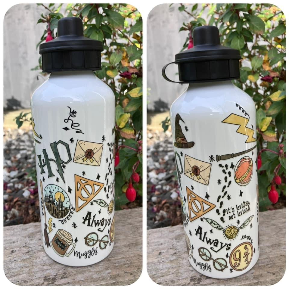 Personalised white aluminium water bottle - CHOOSE YOUR CHARACTER!!