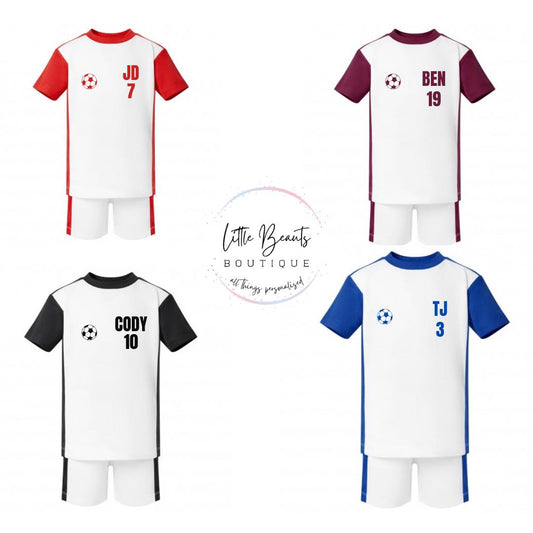 NEW Personalised Sport Sets 4 colours - 6-12m to 9-10y - Name/Initial & Number