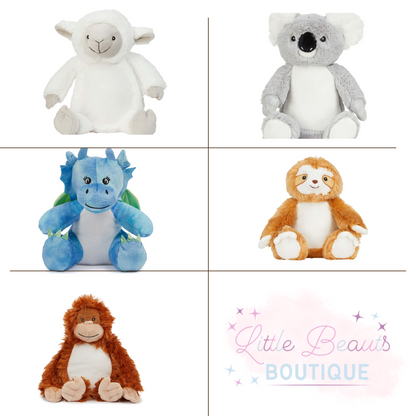 Personalised Create Your Own Design Or Your Own Text Plush Soft Animal Teddy - Over 20 choices!