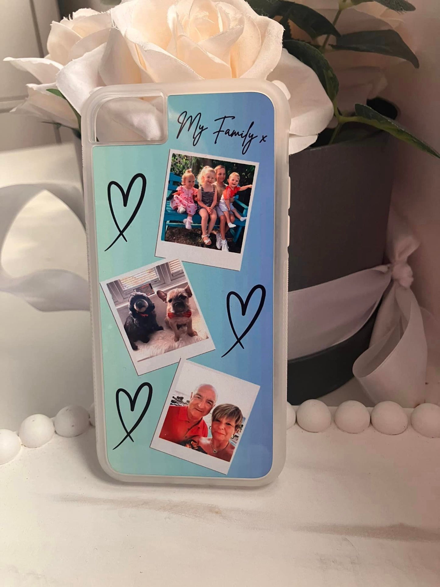 Personalised Polaroid 3 Photo Gradient Background Phone Case - Add Text