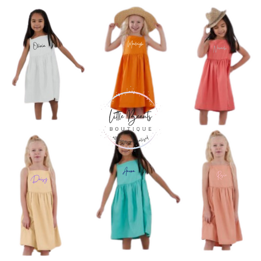 NEW - Girls Strappy Lightweight Summer Dress - 6 Colours - 6-12m to 9-10y
