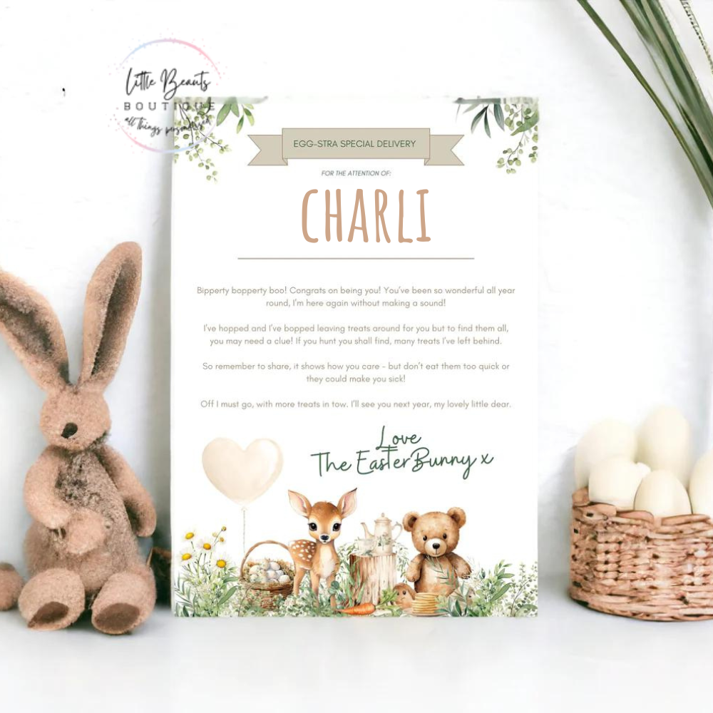 Personalised Easter Bunny Certificate - Printed on high quality card - 3 colours available