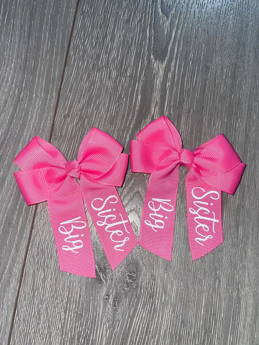 Personalised Hair Bow Clip - Big Sister / Little Sister £3.00 each or 2 for £5