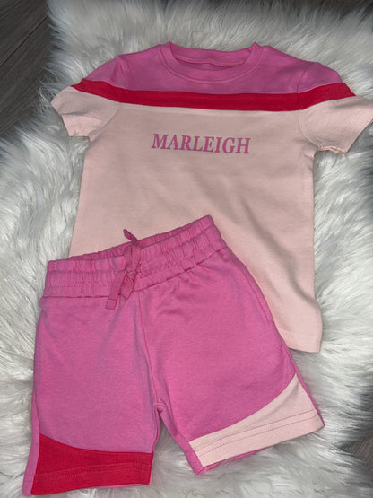 Personalised Colour Block Short Sets - 5 Colours - 6-12m to 9-10y