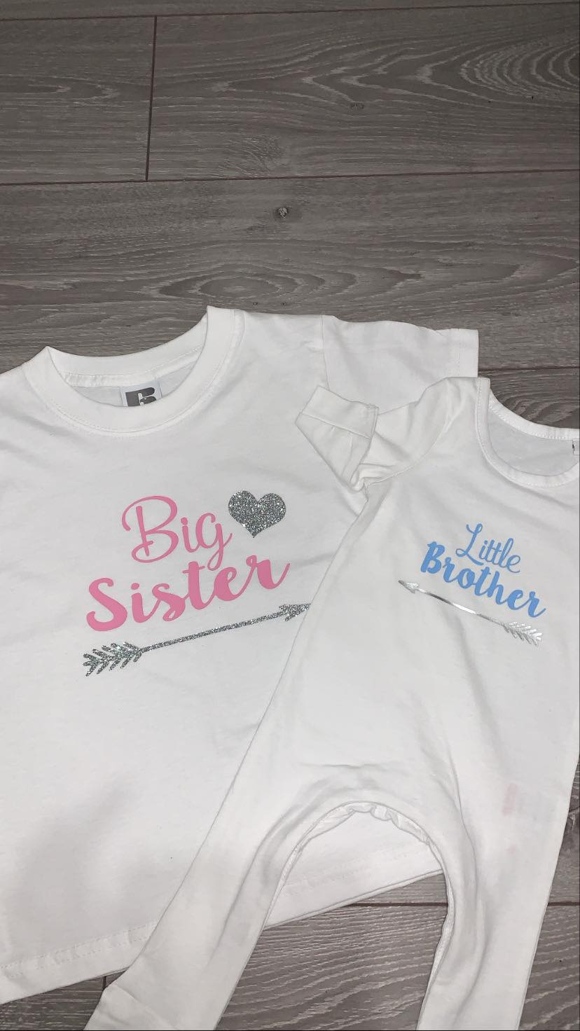 Personalised Little / Big Brother Sister Set - New Baby - Baby Reveal - Photoshoot - Sibling Set - Names can be added