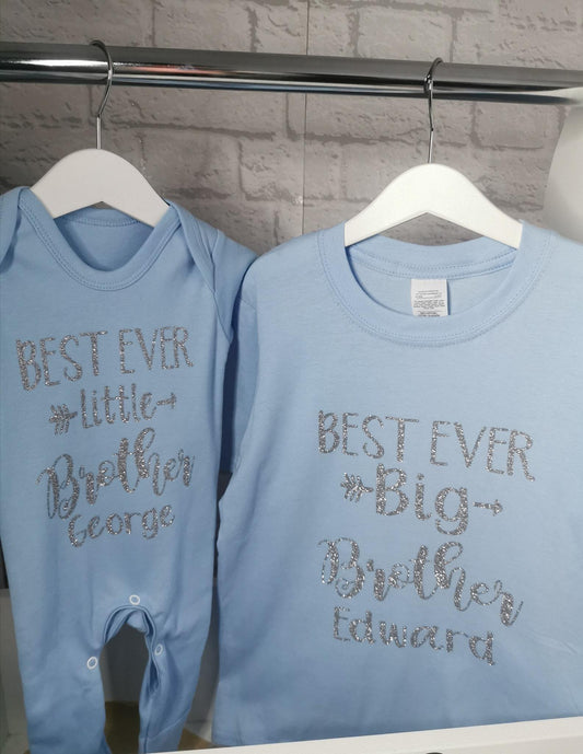 Personalised Best Ever Little / Big Brother Sister Set - New Baby - Baby Reveal - Photoshoot - Sibling Set