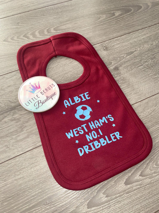 Personalised Football Baby Bib - No.1 Dribbler