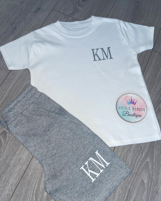 Personalised Summer T Shirt Short Set - Classic Chest Name or Initials - Mix & Match