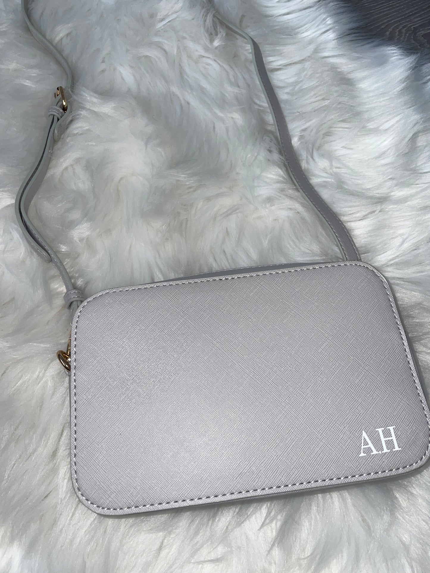 Personalised Initial / Name Cross Body Saffiano Fine Grain Leather Cross Body Bag - Add Additional Fabric Strap