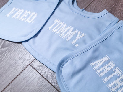 Personalised College Font Bibs