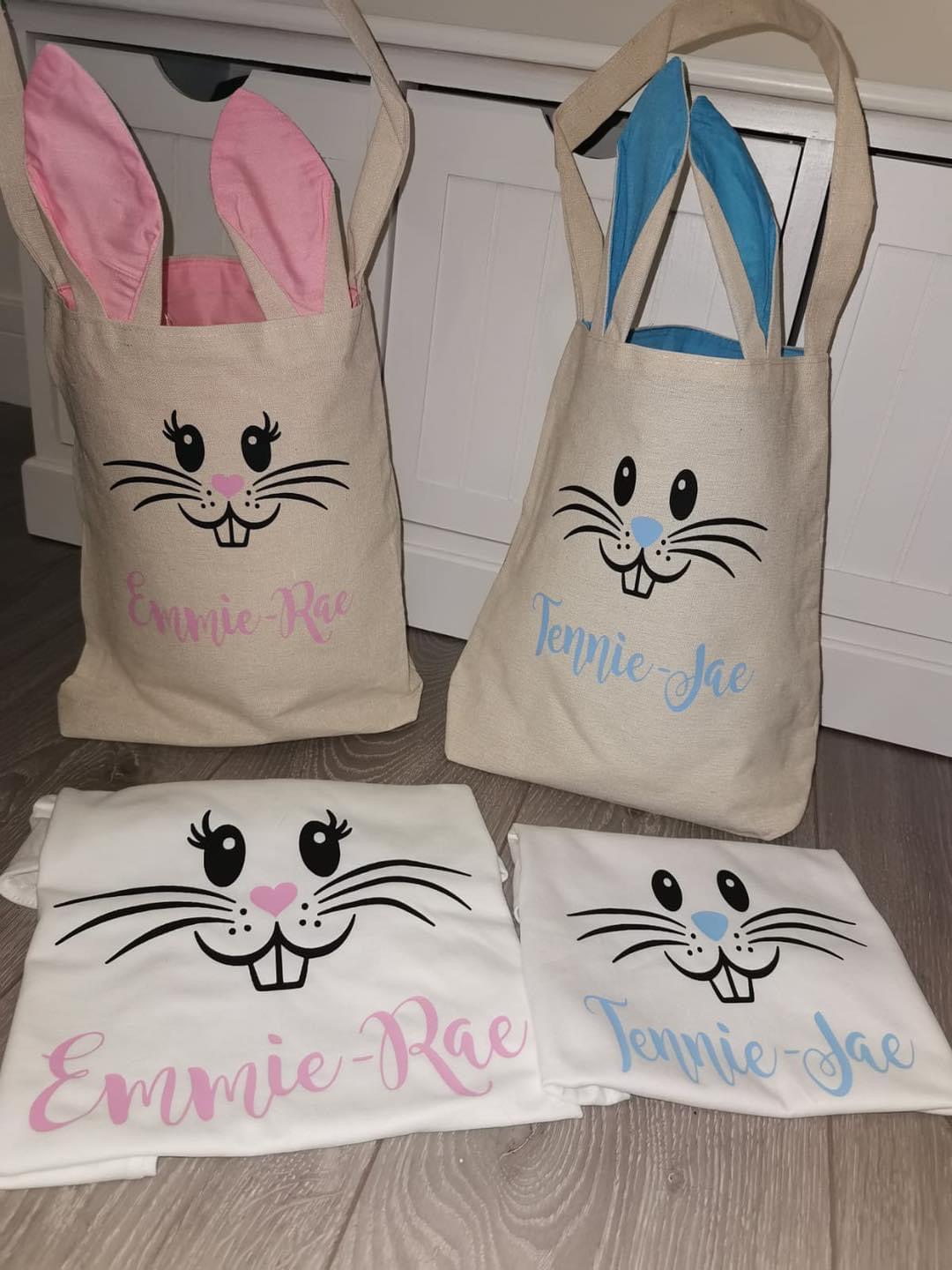 Personalised Bunny Ear & Face Easter Bags - 31 x 30cm