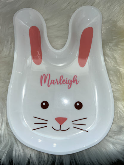 Personalised Easter Bunny Plate - White Or Yellow