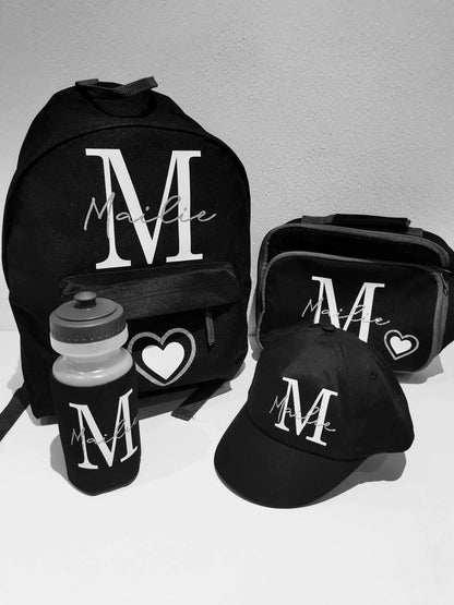 Personalised School Bag Set - Backpack, Lunch Bag, Bottle & Hat