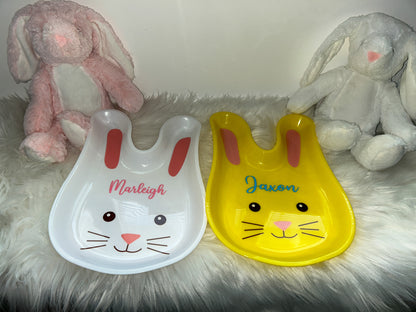 Personalised Easter Bunny Plate - White Or Yellow