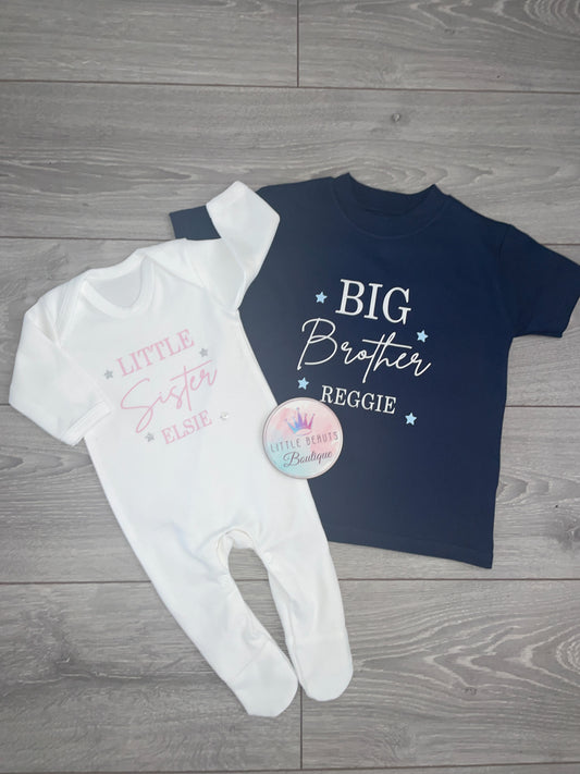 Personalised Little / Big Brother Sister Set - New Baby - Baby Reveal - Photoshoot - Sibling Set