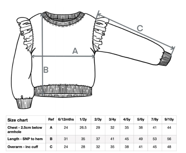 Personalised Frill Sleeve Jumper / Sweatshirt - Classic Name -  6 Colours - 6-12m to 9-10y