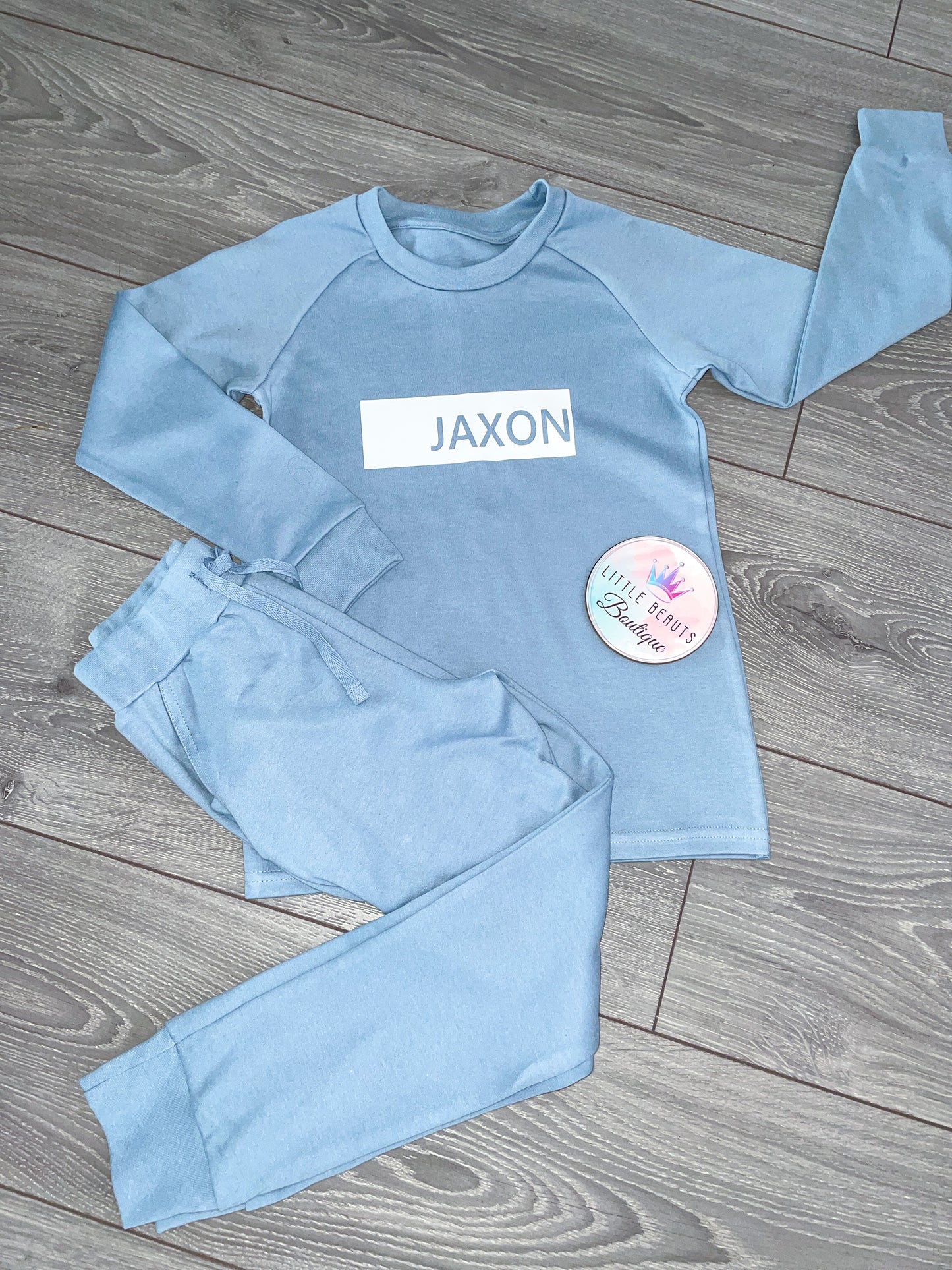 Personalised Baby / Child Lounge Set / Loungewear - Block Rectangle Name or Initials - Cotton