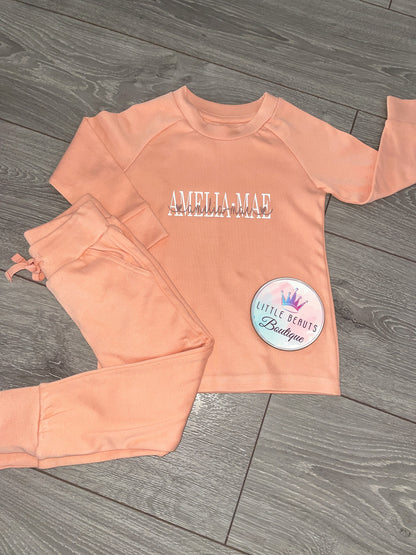Personalised Baby / Child Lounge Set / Loungewear -Double Name Or Initials - Cotton