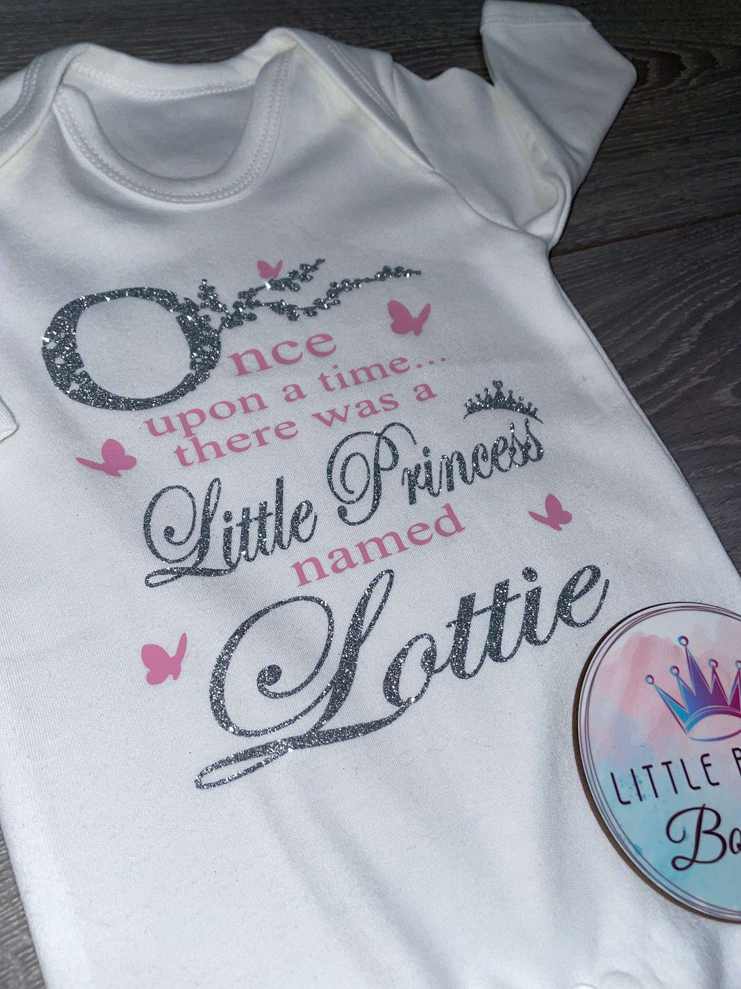 Personalised Once Upon A Time Princess Babygrow Sleepsuit Romper - NEW - Best Seller