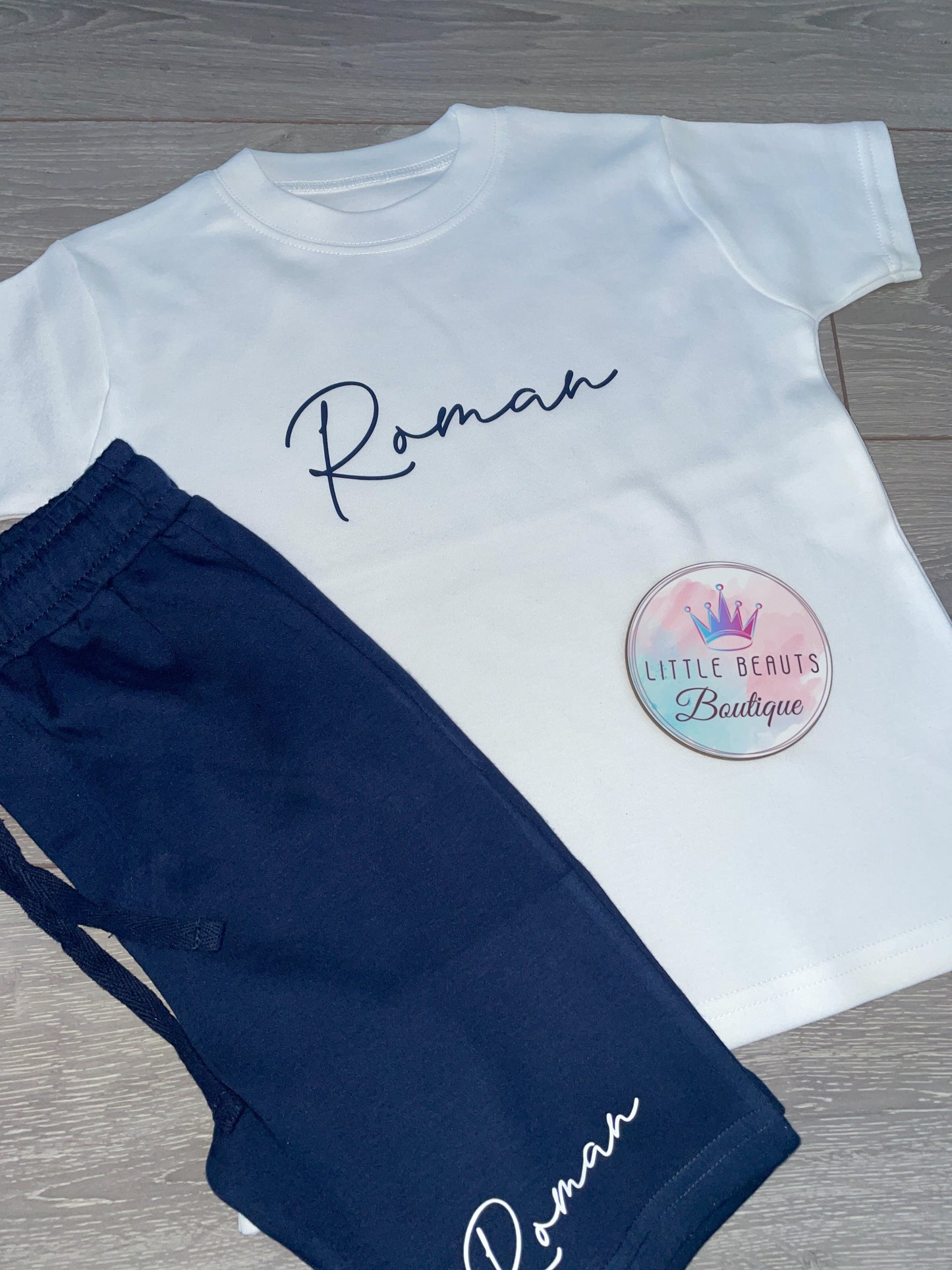 Personalised Summer T Shirt Short Set - Script Name - Mix & Match