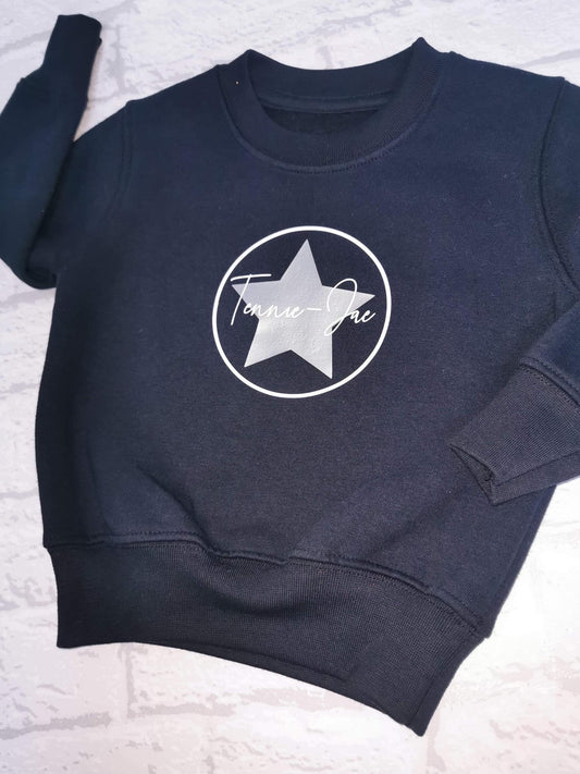 Personalised Star Name Sweater Jumper - 8 Colours - 6-12m to 9-10y