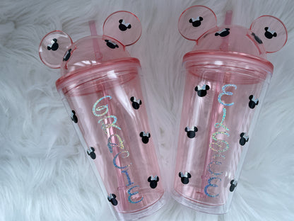Personalised Mickey Cups With Straws