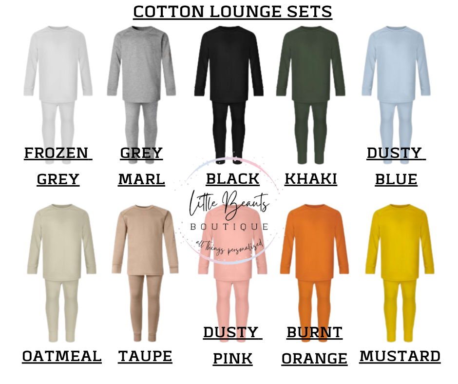 Personalised Baby / Child Lounge Set / Loungewear - Script Name - Cotton