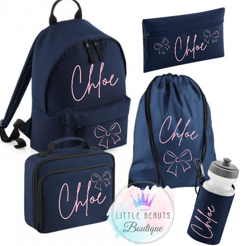 Personalised School Bag Set - Backpack, Lunch Bag, PE Bag, Bottle & Pencil Case