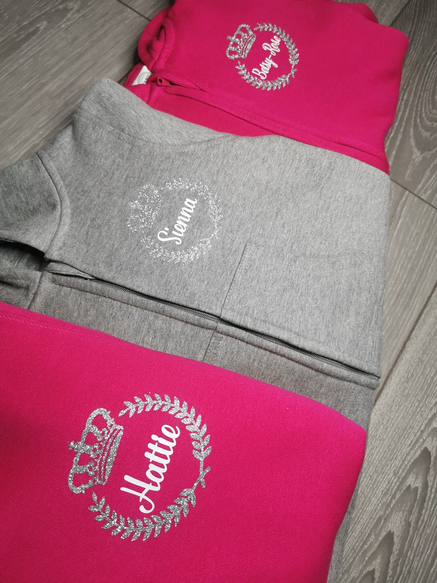 Personalised Fleece Onesie - Crown & Crest Name Design - Your colour choices!