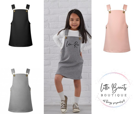 Personalised Dungaree Dress - 6-9m to 6-7y - 3 Colours