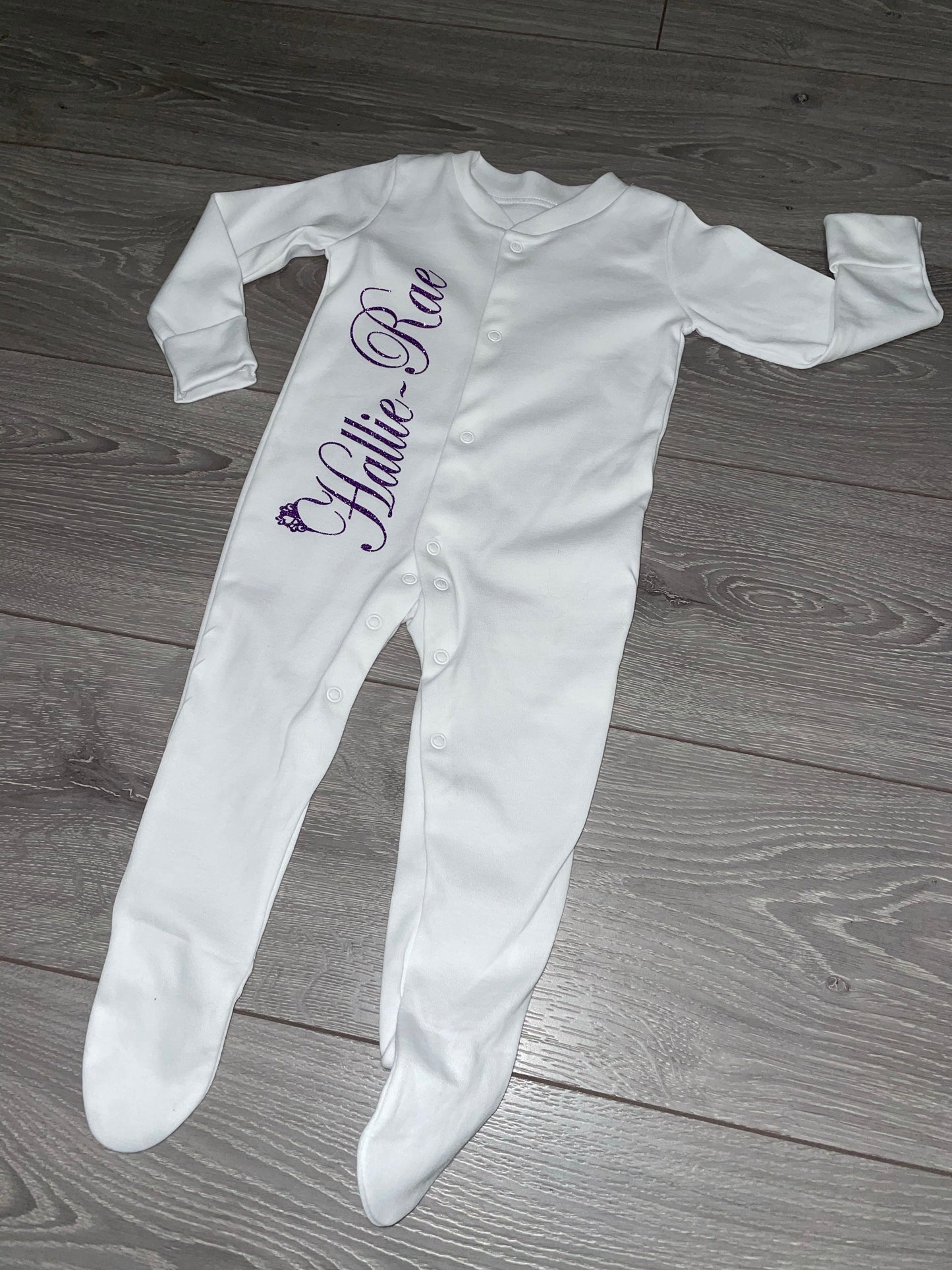Personalised Side Name Babygrow Sleepsuit Romper - New Baby Gift - 2 for £12