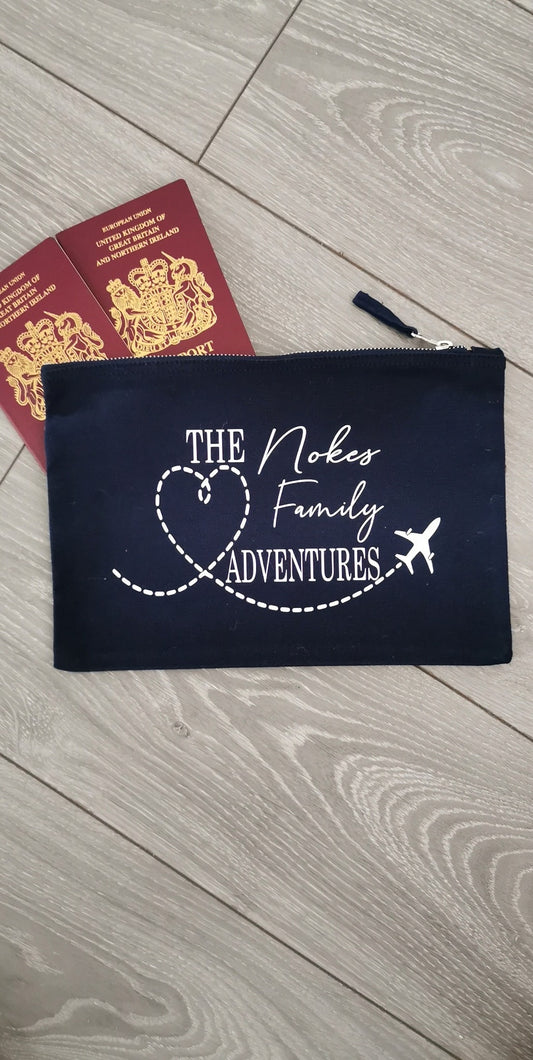 Personalised Family Adventures - Travel Zip Bags - Accessories bag,passport bag