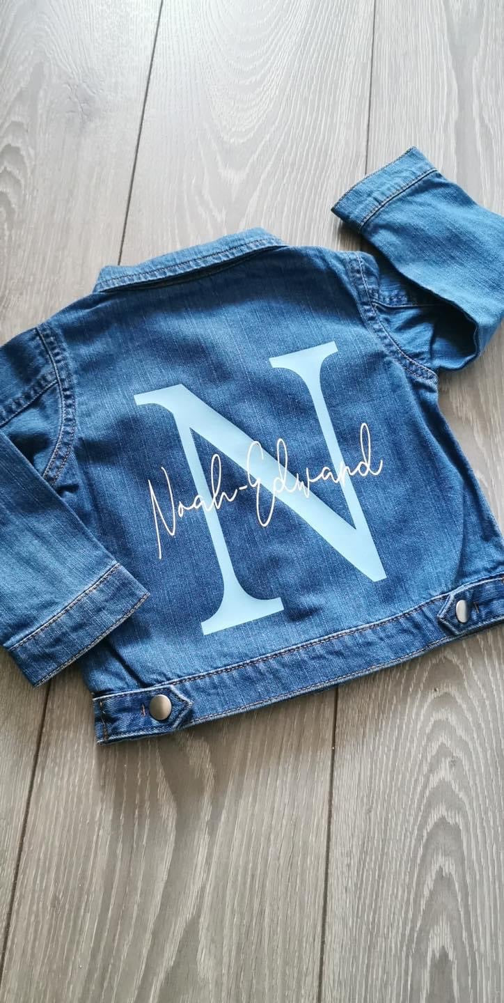 Personalised Initial & Name Baby / Toddler Denim Jacket - Your Colour Choices - Unisex