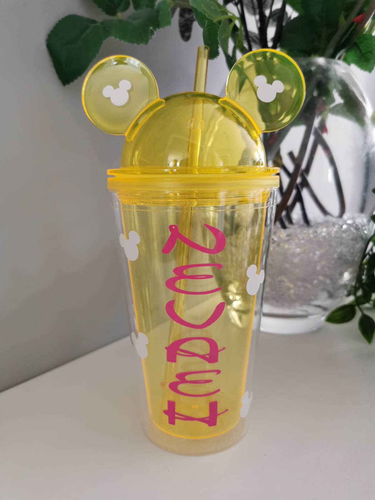 Personalised Mickey Cups With Straws