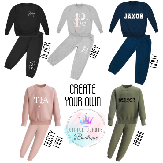 Personalised Fleece Lined Tracksuit - Create Your Own - 5 Colours