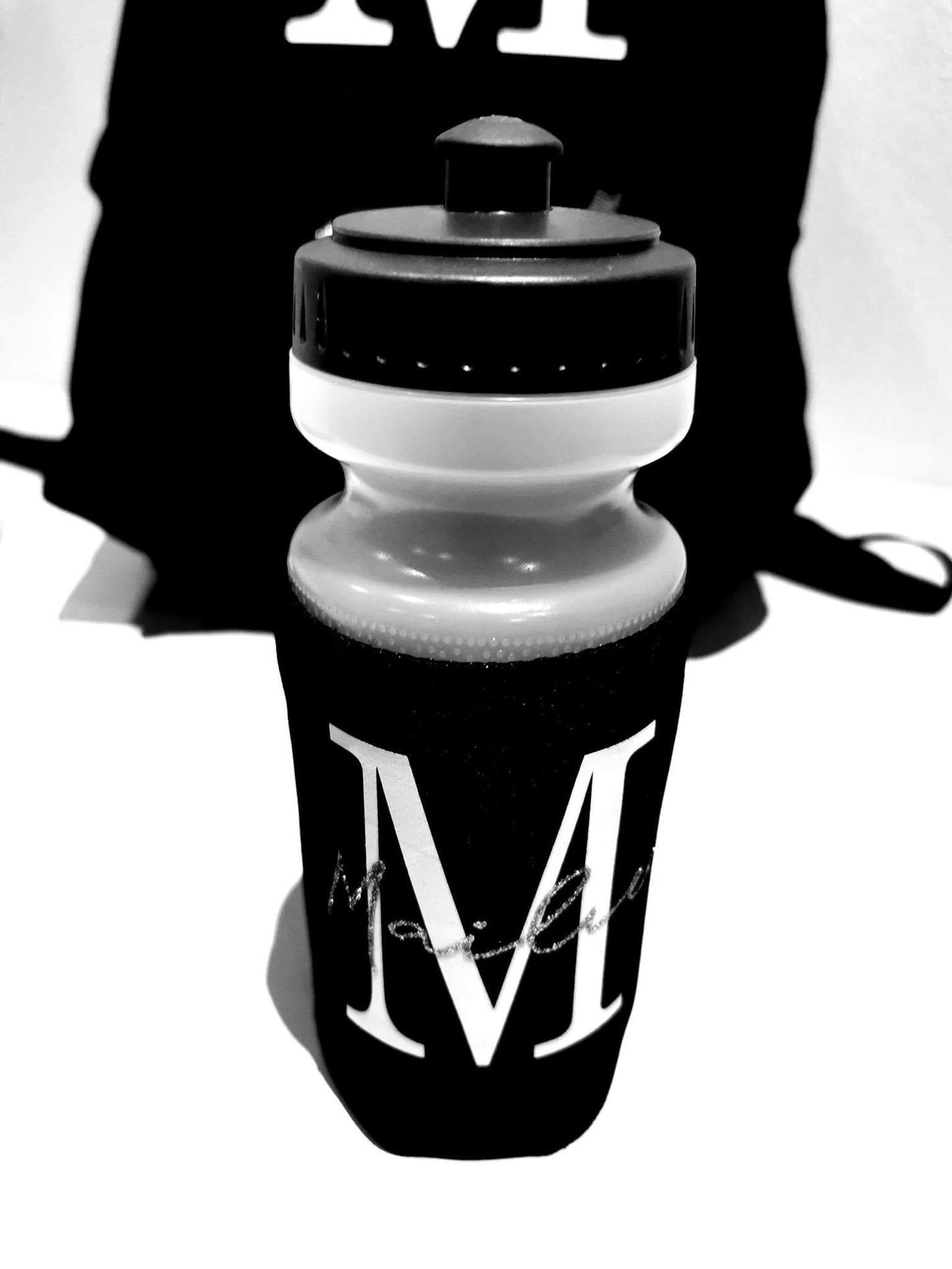 Personalised Name/Initial Design BPA Free Bottle & Cover With Clip - Perfect to hang onto school bag