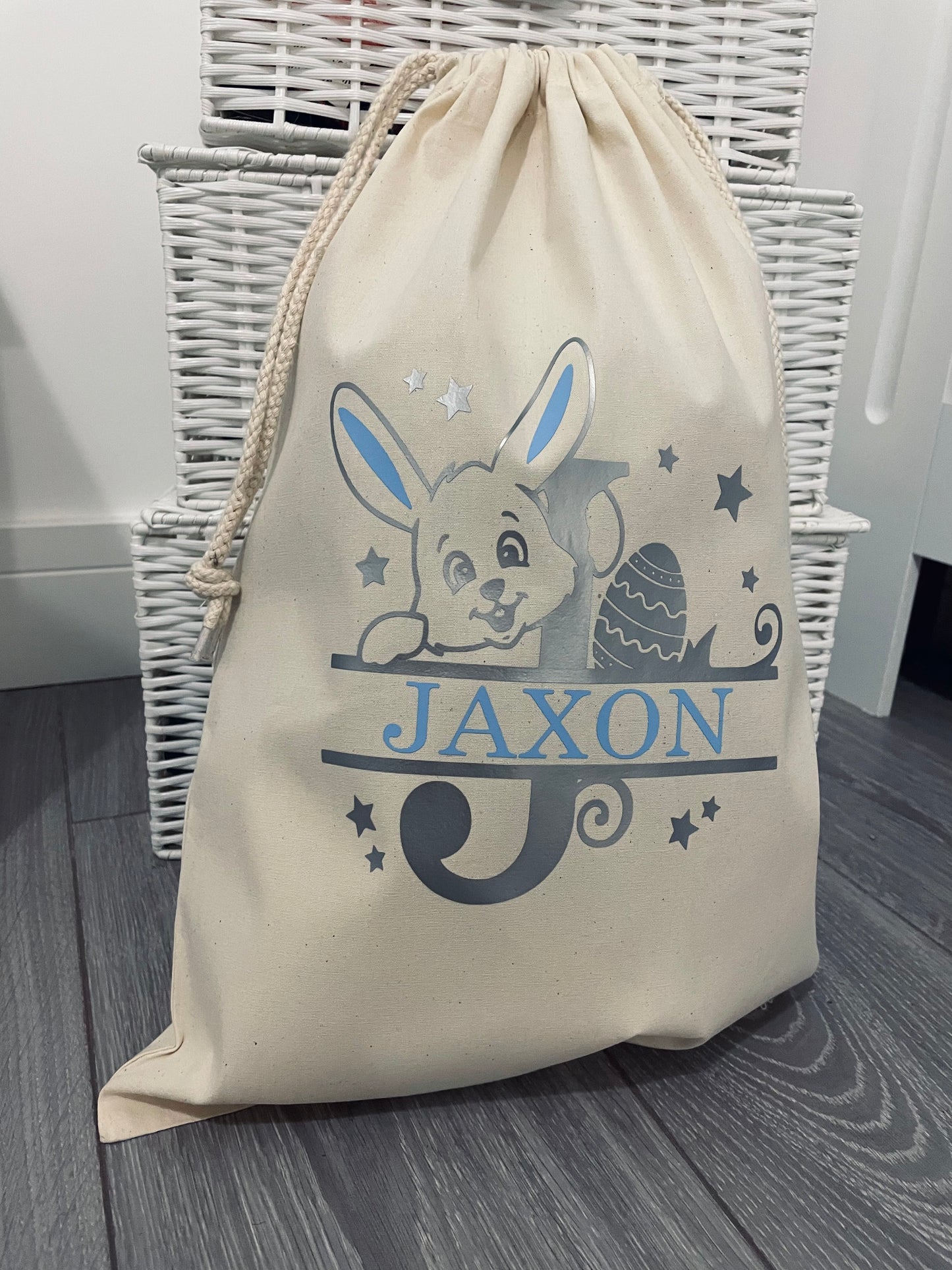 Personalised Initial Bunny Easter Sack - 2 Sizes Available