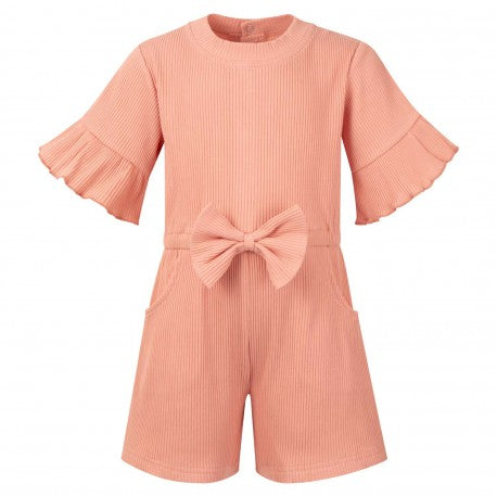 Personalised Girls Summer Ribbed Script Name Bow Playsuit - 3 colours